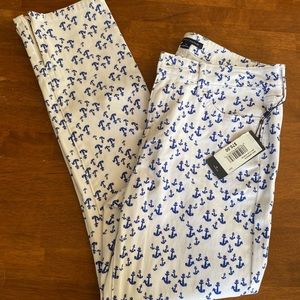 Tommy Hilfiger White and Blue Anchor Print Women Jeans